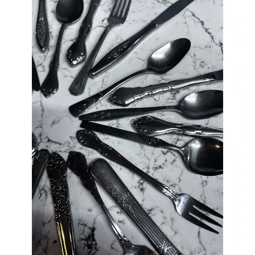 Craft Stainless Spoons Knives Forks Lot Of 26 Vtg Flatware Ornate Jewelry Making